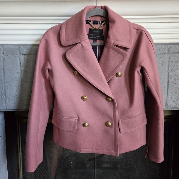 J.Crew Italian Melton Wool Pink Women's Cropped Coat Jacket, Sz 00, Dusty Rose - Picture 1 of 8